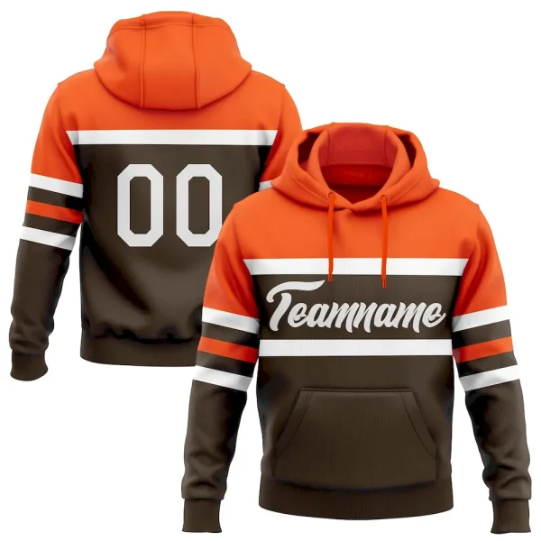 Custom Stitched Brown White-Orange Line Sports Pullover Sweatshirt Hoodie BJY_72930394