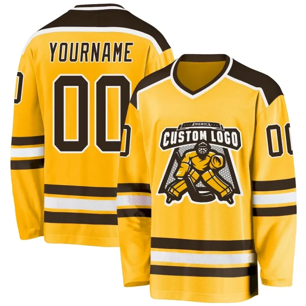 Custom Gold Brown-White Hockey Jersey CKP_33757238