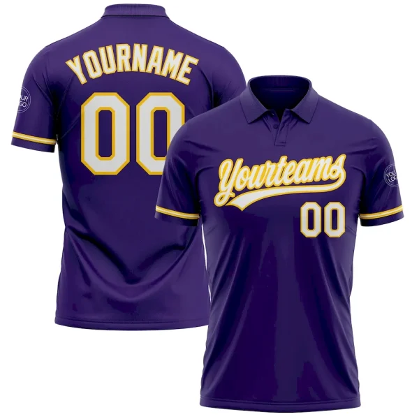 Custom Purple White-Yellow Performance Vapor Golf Polo Shirt OPZ_87156685