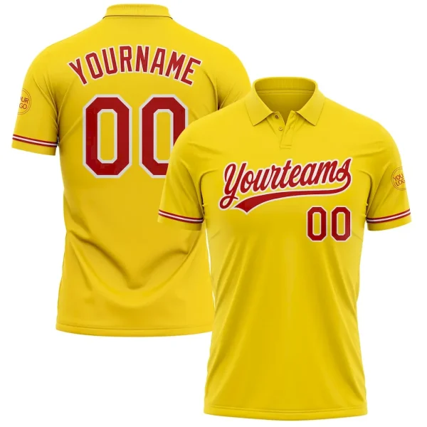 Custom Yellow Red-White Performance Vapor Golf Polo Shirt CGJ_94066182