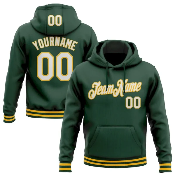Custom Stitched Green White-Gold Sports Pullover Sweatshirt Hoodie AGI_26726255