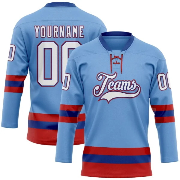 Custom Light Blue Royal-Red Hockey Lace Neck Jersey AUX_80460865