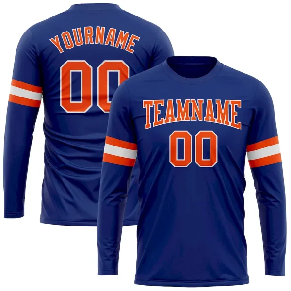 Custom Royal Orange-White Long Sleeve Performance T-Shirt FJR_90912026