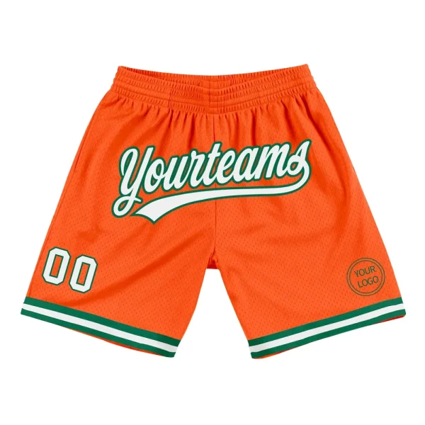 Custom Orange White-Kelly Green Authentic Throwback Basketball Shorts AQV_72510606