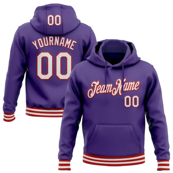 Custom Stitched Purple White-Red Sports Pullover Sweatshirt Hoodie HKY_95123748