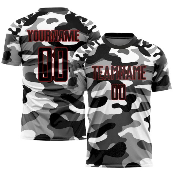 Custom Camo Black-Red Sublimation Salute To Service Soccer Uniform Jersey BLM_12276343