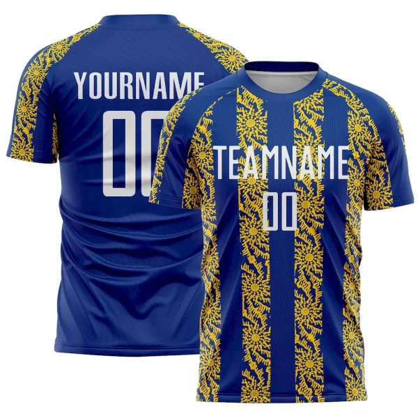 Custom Royal White-Yellow Abstract Shape Sublimation Soccer Uniform Jersey ETX_32075960