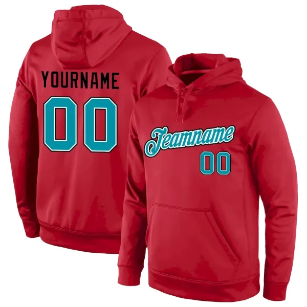 Custom Stitched Red Teal-Black Sports Pullover Sweatshirt Hoodie HOX_26588687