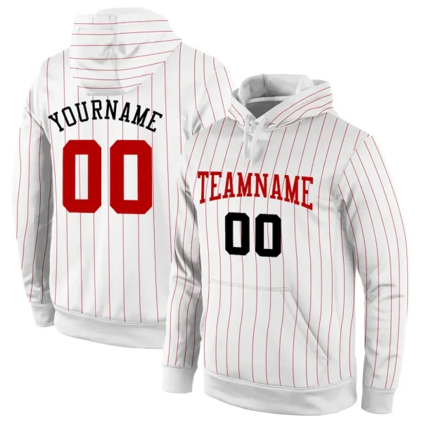 Custom Stitched White Red Pinstripe Red-Black Sports Pullover Sweatshirt Hoodie BLQ_30988881